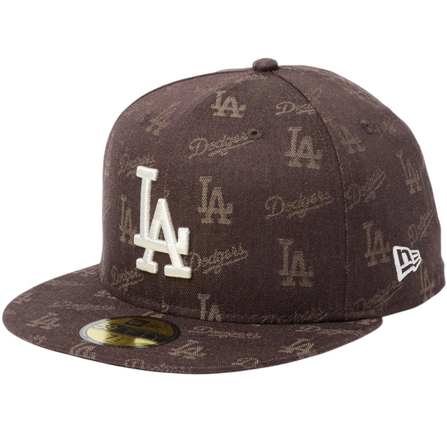 ニューエラ キャップ 帽子 NEW ERA CAP 59FIFTY MLB Jacquard ジャカード ロサンゼルス ドジャース ブラウン 14745170 右斜め前