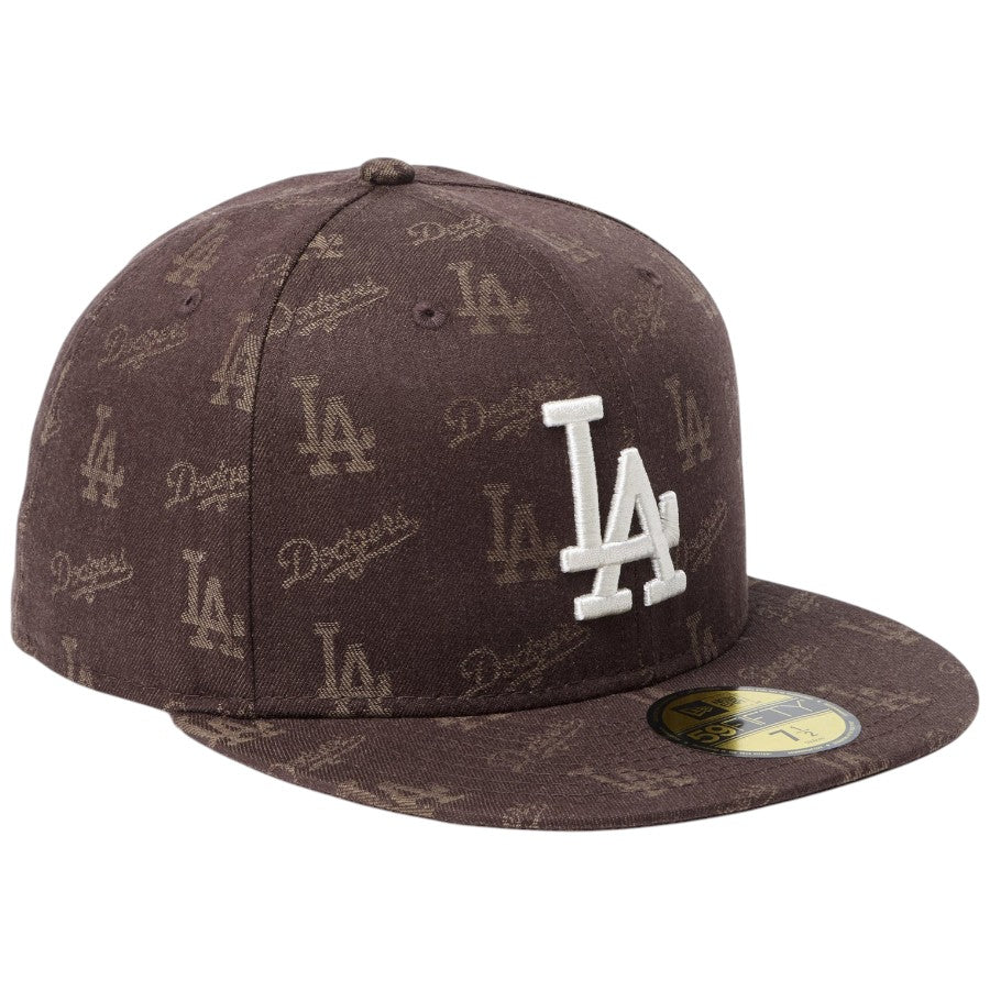 ニューエラ キャップ 帽子 NEW ERA CAP 59FIFTY MLB Jacquard ジャカード ロサンゼルス ドジャース ブラウン 14745170 左斜め前