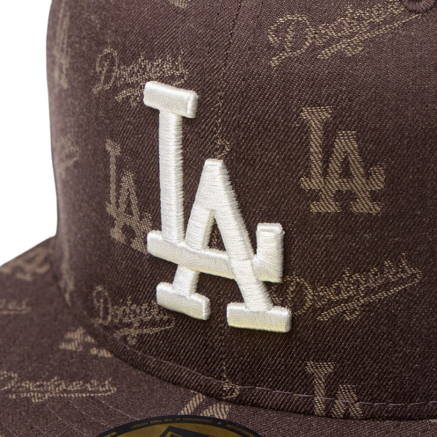 ニューエラ キャップ 帽子 NEW ERA CAP 59FIFTY MLB Jacquard ジャカード ロサンゼルス ドジャース ブラウン 14745170 フロントロゴ