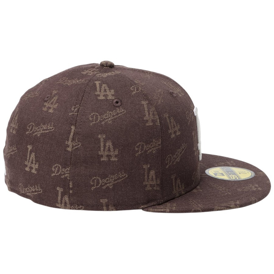 ニューエラ キャップ 帽子 NEW ERA CAP 59FIFTY MLB Jacquard ジャカード ロサンゼルス ドジャース ブラウン 14745170 右サイド
