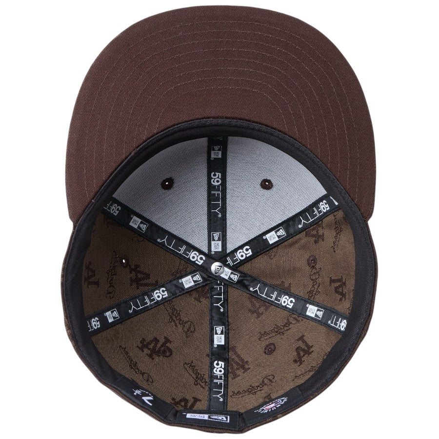 ニューエラ キャップ 帽子 NEW ERA CAP 59FIFTY MLB Jacquard ジャカード ロサンゼルス ドジャース ブラウン 14745170 アンダーバイザー