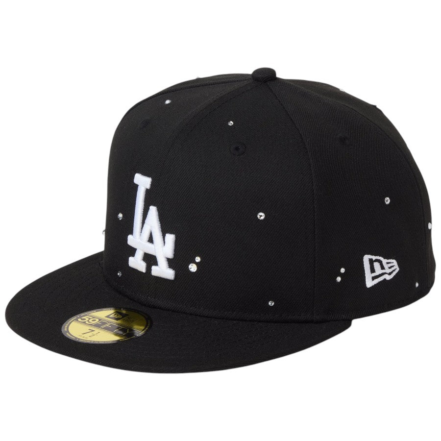 ニューエラ キャップ 帽子 NEW ERA CAP 59FIFTY Night Out ラインストーン ロサンゼルス ドジャース ブラック 14745168 右斜め前