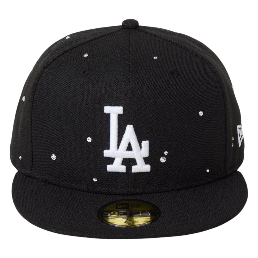 ニューエラ キャップ 帽子 NEW ERA CAP 59FIFTY Night Out ラインストーン ロサンゼルス ドジャース ブラック 14745168 正面