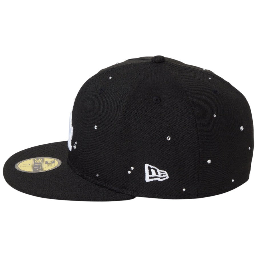 ニューエラ キャップ 帽子 NEW ERA CAP 59FIFTY Night Out ラインストーン ロサンゼルス ドジャース ブラック 14745168 左サイド
