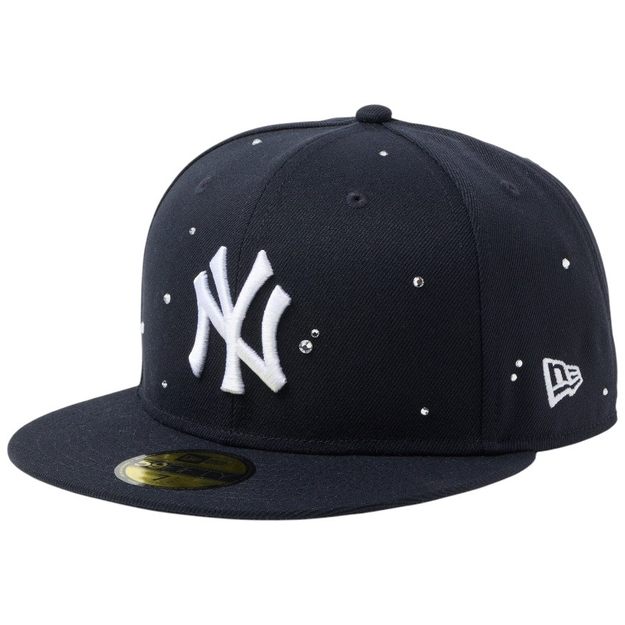 ニューエラ キャップ 帽子 NEW ERA CAP 59FIFTY Night Out ラインストーン ニューヨーク ヤンキース ネイビー 14745150 右斜め前