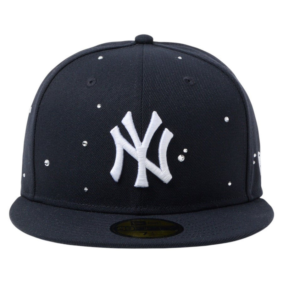 ニューエラ キャップ 帽子 NEW ERA CAP 59FIFTY Night Out ラインストーン ニューヨーク ヤンキース ネイビー 14745150 正面