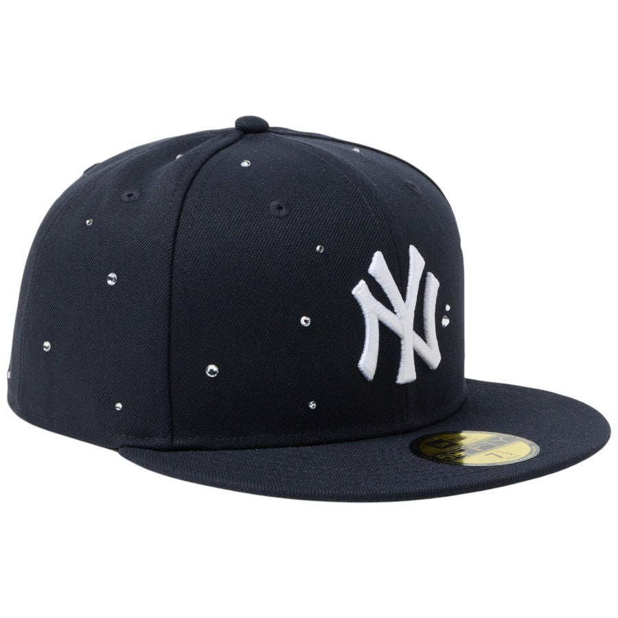 ニューエラ キャップ 帽子 NEW ERA CAP 59FIFTY Night Out ラインストーン ニューヨーク ヤンキース ネイビー 14745150 左斜め前