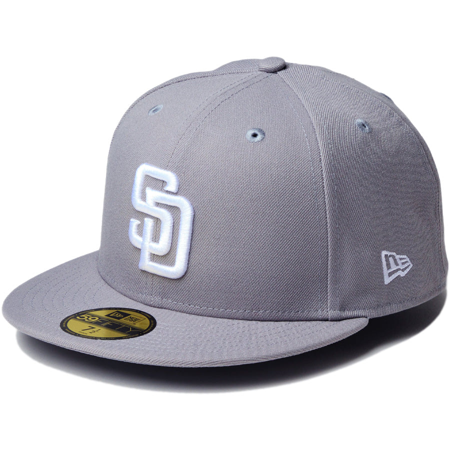 ニューエラ キャップ NEW ERA CAP MLB 59FIFTY サンディエゴ パドレス グレー ホワイト 14942683 右斜め前
