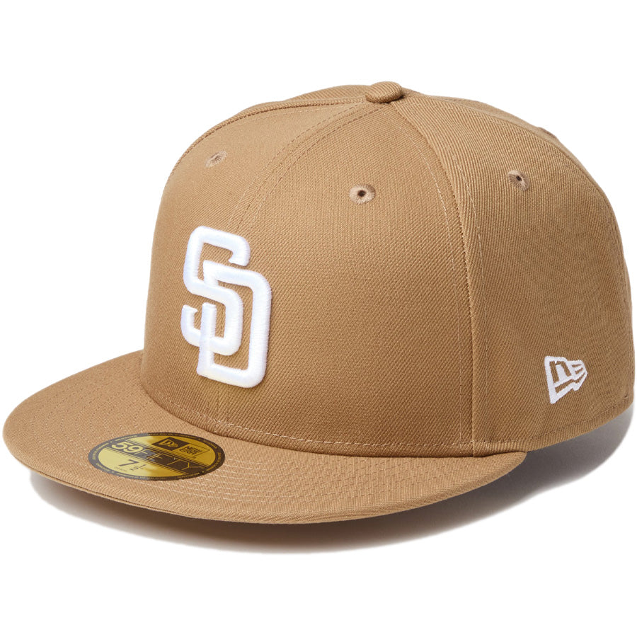 ニューエラ キャップ NEW ERA CAP MLB 59FIFTY サンディエゴ パドレス カーキ ホワイト 14942682 右斜め前