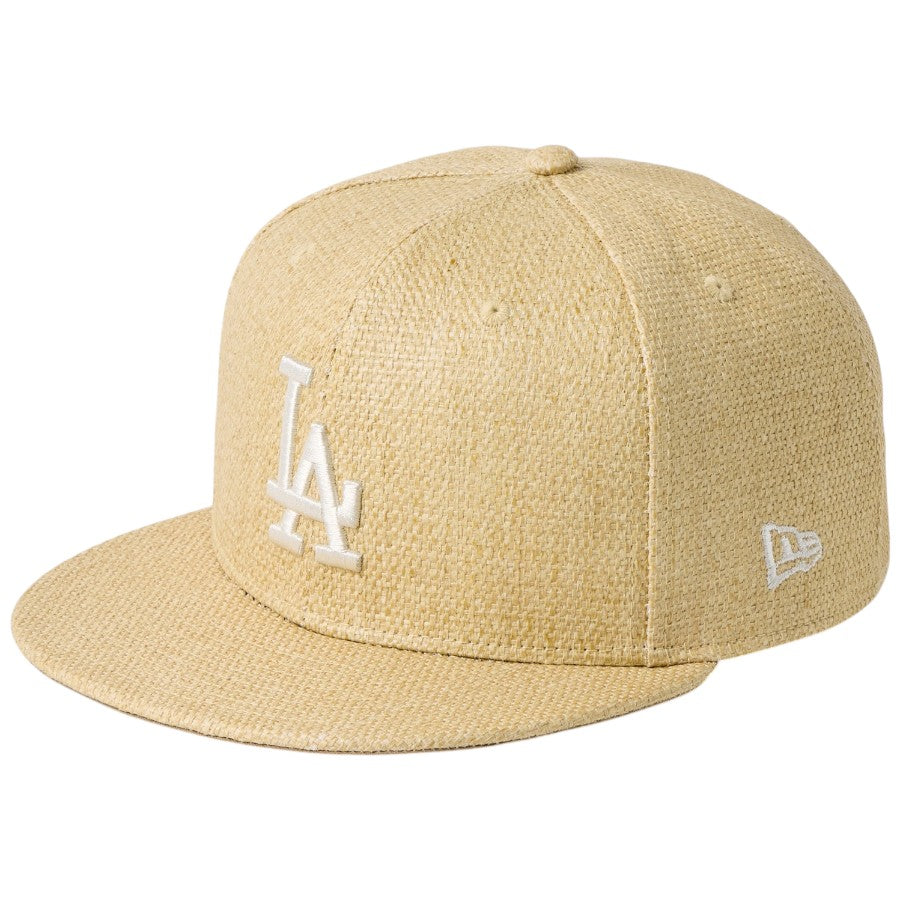 ニューエラ キャップ 帽子 NEW ERA CAP 59FIFTY ロサンゼルス ドジャース Paper Straw ナチュラル 14745165 右斜め前