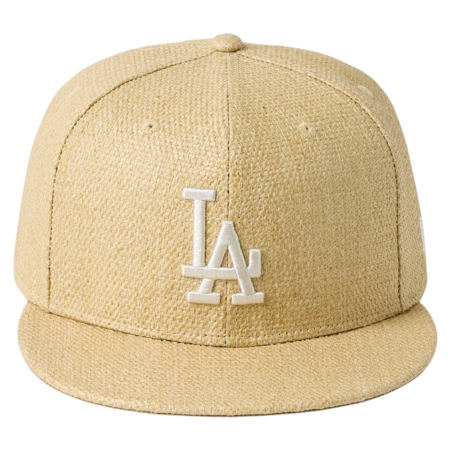 ニューエラ キャップ 帽子 NEW ERA CAP 59FIFTY ロサンゼルス ドジャース Paper Straw ナチュラル 14745165 正面