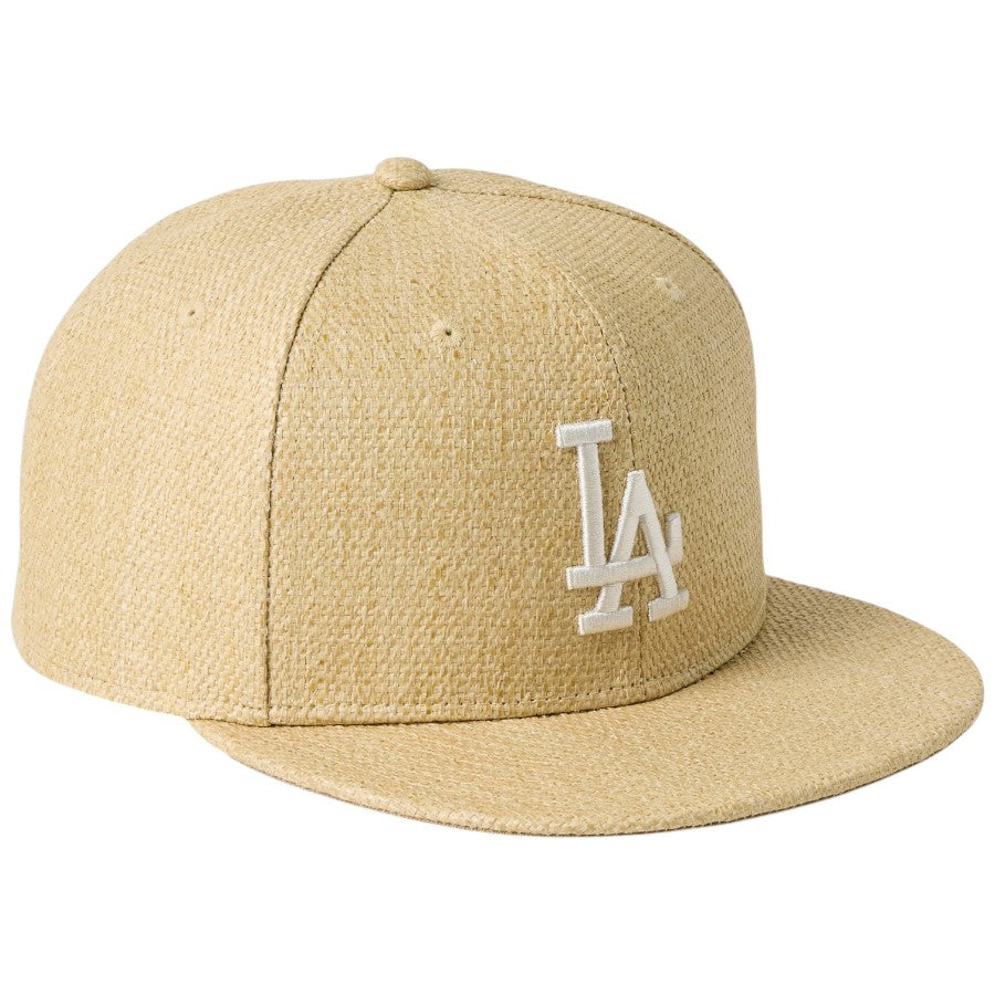 ニューエラ キャップ 帽子 NEW ERA CAP 59FIFTY ロサンゼルス ドジャース Paper Straw ナチュラル 14745165 左斜め前