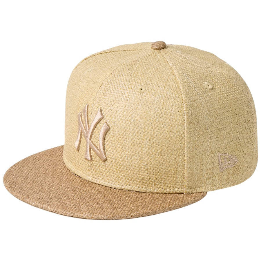 ニューエラ キャップ 帽子 NEW ERA CAP 59FIFTY ニューヨーク ヤンキース Paper Straw ナチュラル カーキ 14745147 右斜め前