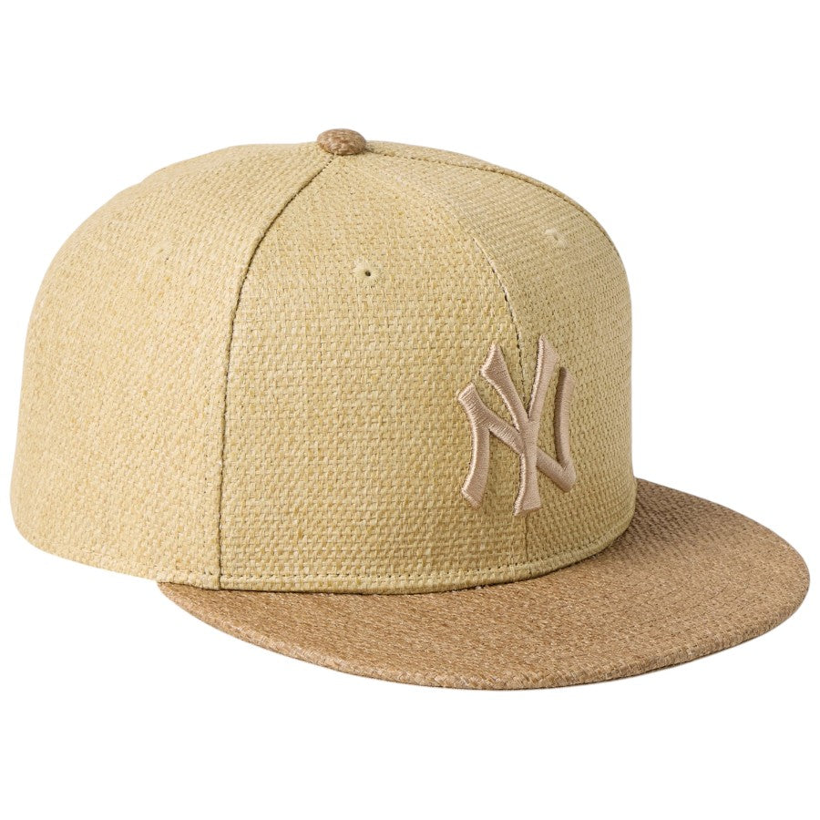 ニューエラ キャップ 帽子 NEW ERA CAP 59FIFTY ニューヨーク ヤンキース Paper Straw ナチュラル カーキ 14745147 左斜め前