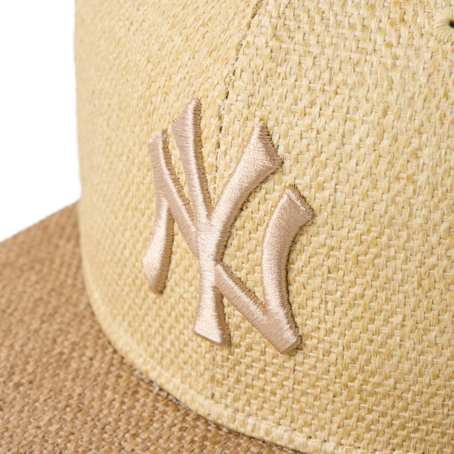 ニューエラ キャップ 帽子 NEW ERA CAP 59FIFTY ニューヨーク ヤンキース Paper Straw ナチュラル カーキ 14745147 フロントロゴ
