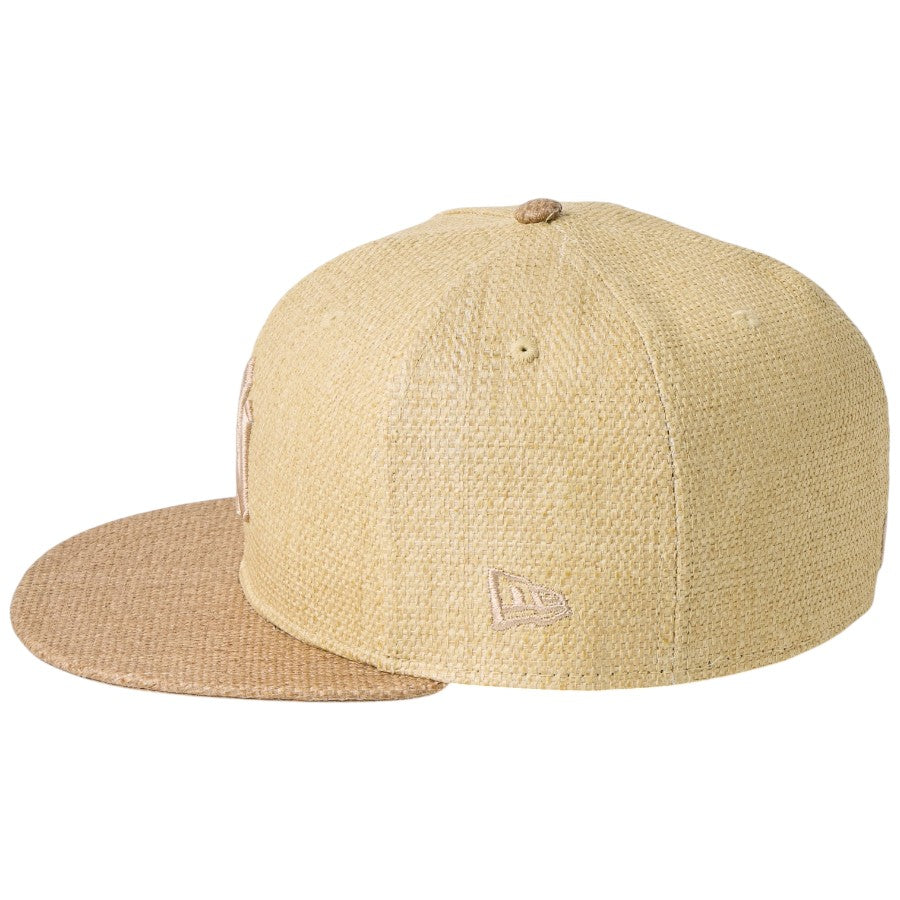 ニューエラ キャップ 帽子 NEW ERA CAP 59FIFTY ニューヨーク ヤンキース Paper Straw ナチュラル カーキ 14745147 左サイド