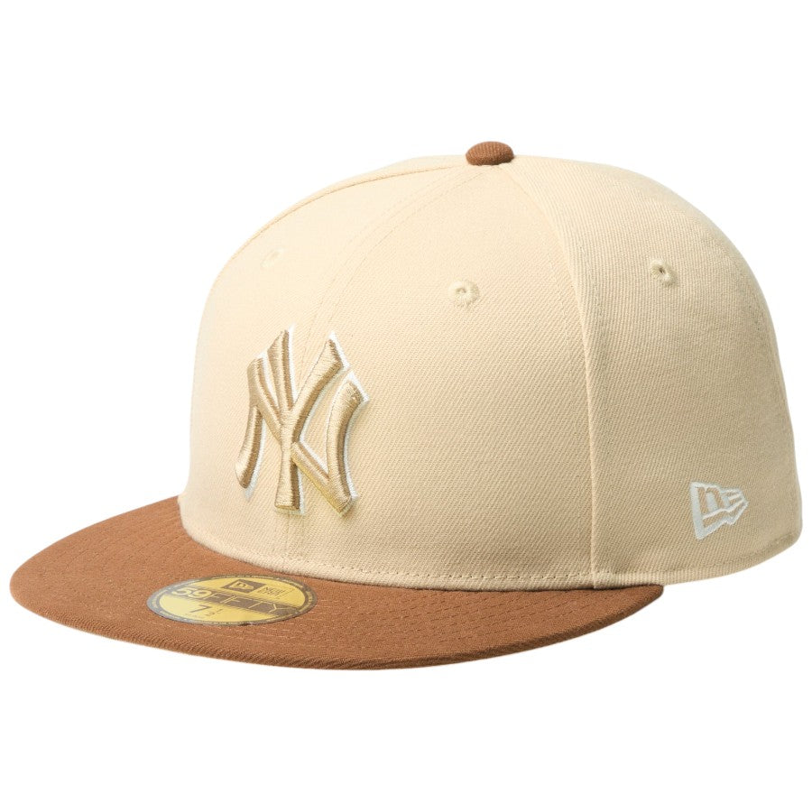 ニューエラ キャップ 帽子 NEW ERA CAP 59FIFTY Mocha Mousse モカ ムース COFFEE ニューヨーク ヤンキース オーツミルク/トッフィー 14745151 右斜め前