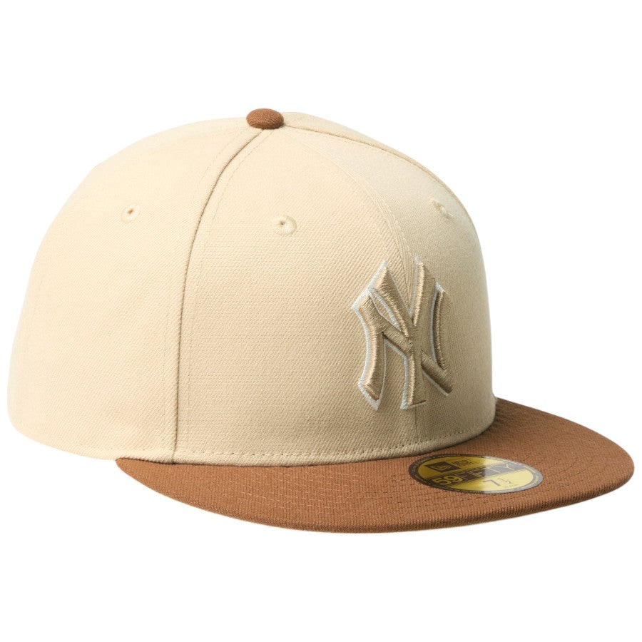 ニューエラ キャップ 帽子 NEW ERA CAP 59FIFTY Mocha Mousse モカ ムース COFFEE ニューヨーク ヤンキース オーツミルク/トッフィー 14745151 左斜め前