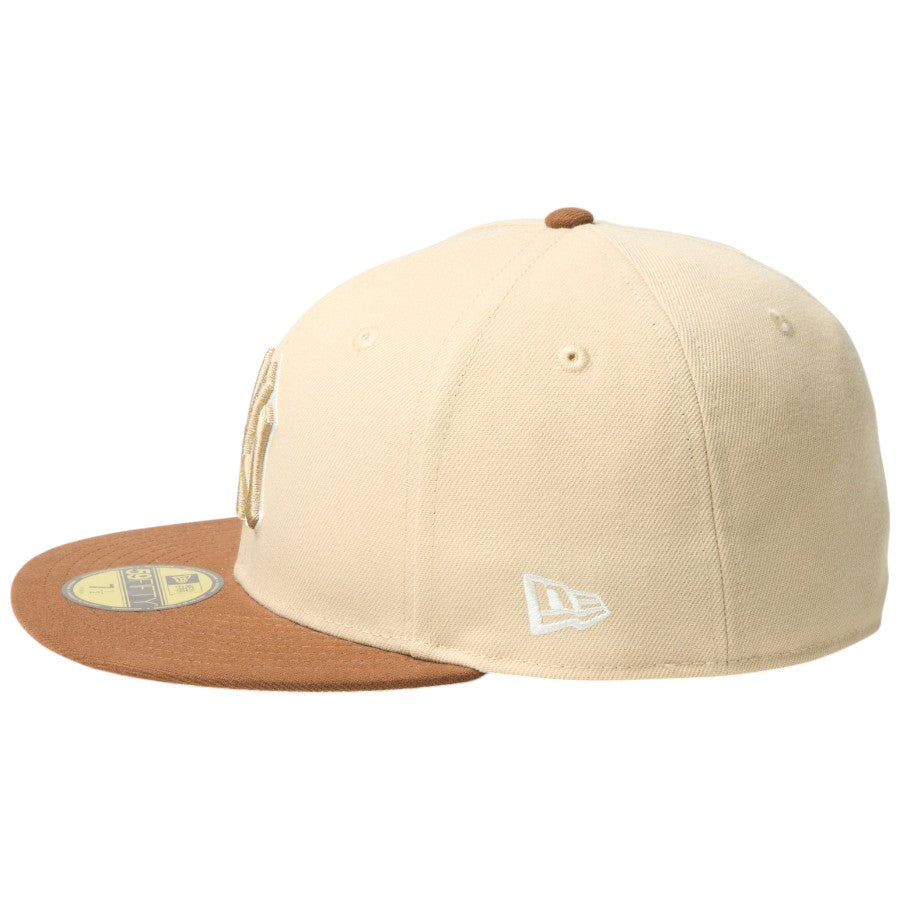 ニューエラ キャップ 帽子 NEW ERA CAP 59FIFTY Mocha Mousse モカ ムース COFFEE ニューヨーク ヤンキース オーツミルク/トッフィー 14745151 左サイド