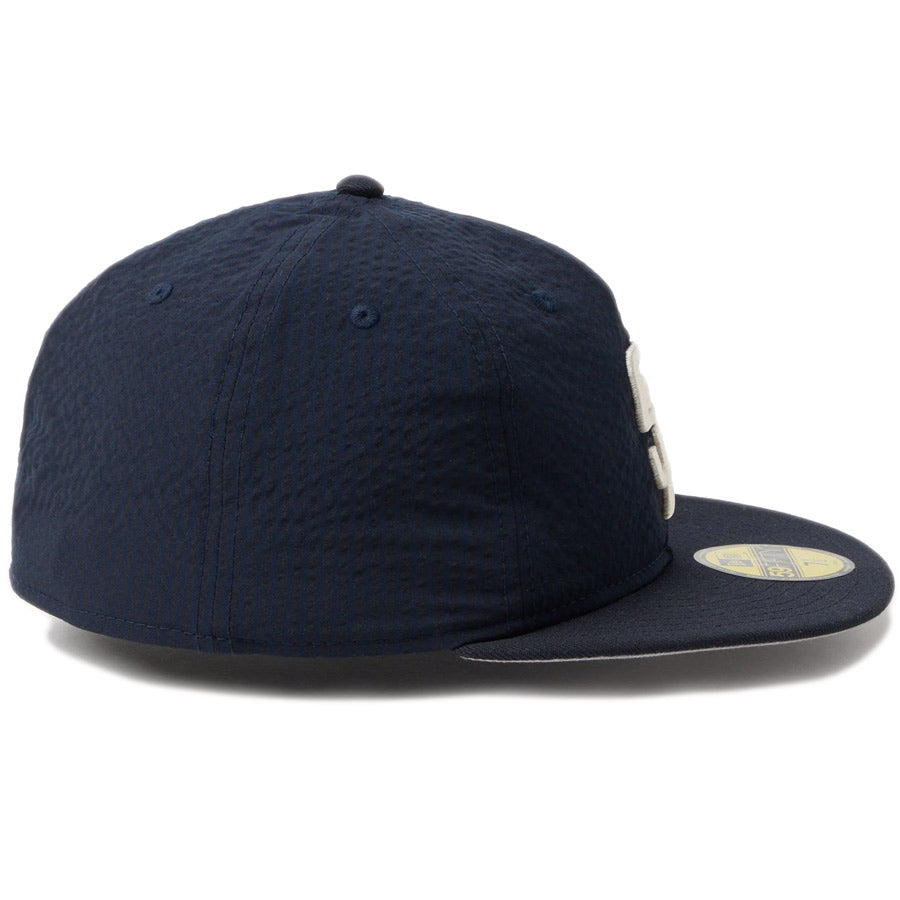 ニューエラ キャップ NEW ERA 59FIFTY ソフトバックラム Soft Buckram MLB シアサッカー Seersucker サンディエゴ パドレス ネイビー 14745137 右サイド