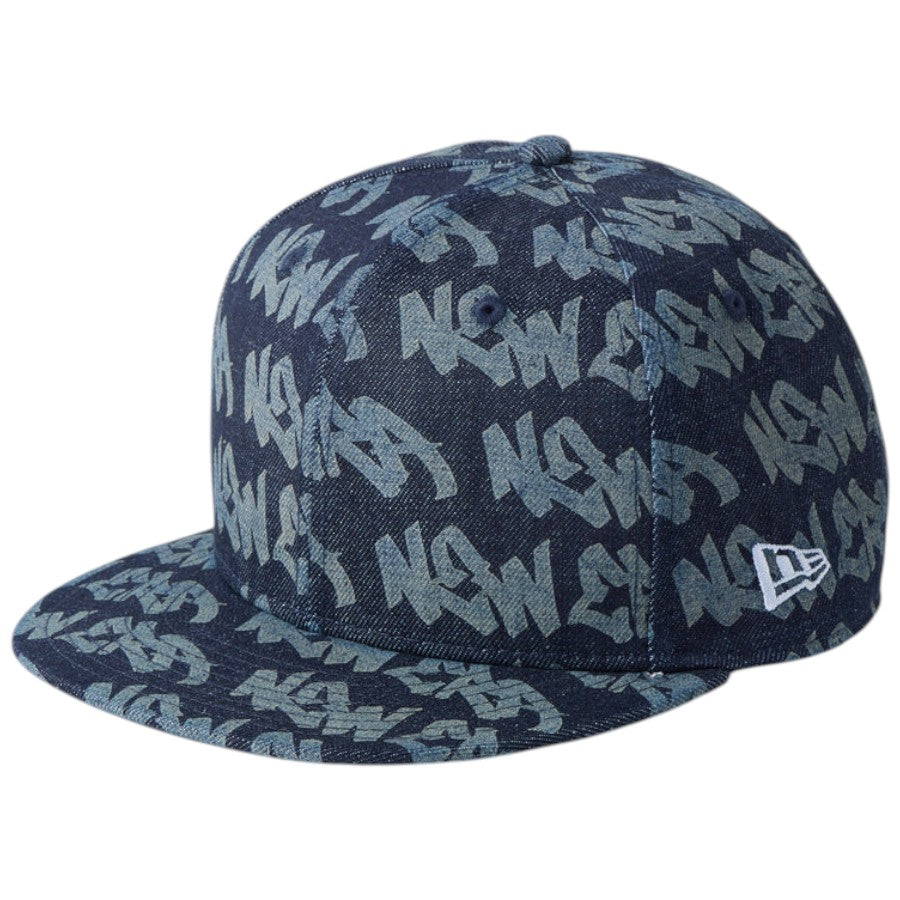 ニューエラ キャップ 帽子 NEW ERA CAP 9FIFTY Laser Burn Out レーザー加工 インディゴ デニム 14744821 右斜め前