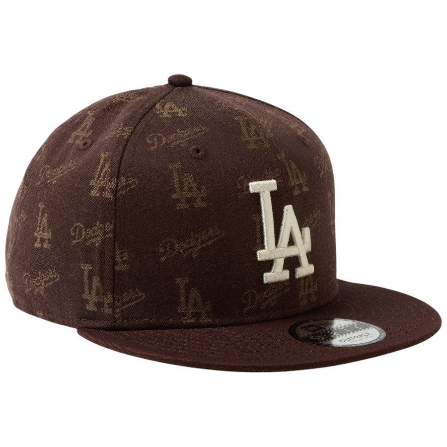 ニューエラ キャップ 帽子 NEW ERA CAP 9FIFTY MLB Jacquard ジャカード ロサンゼルス ドジャース ブラウン 14744818 左斜め前