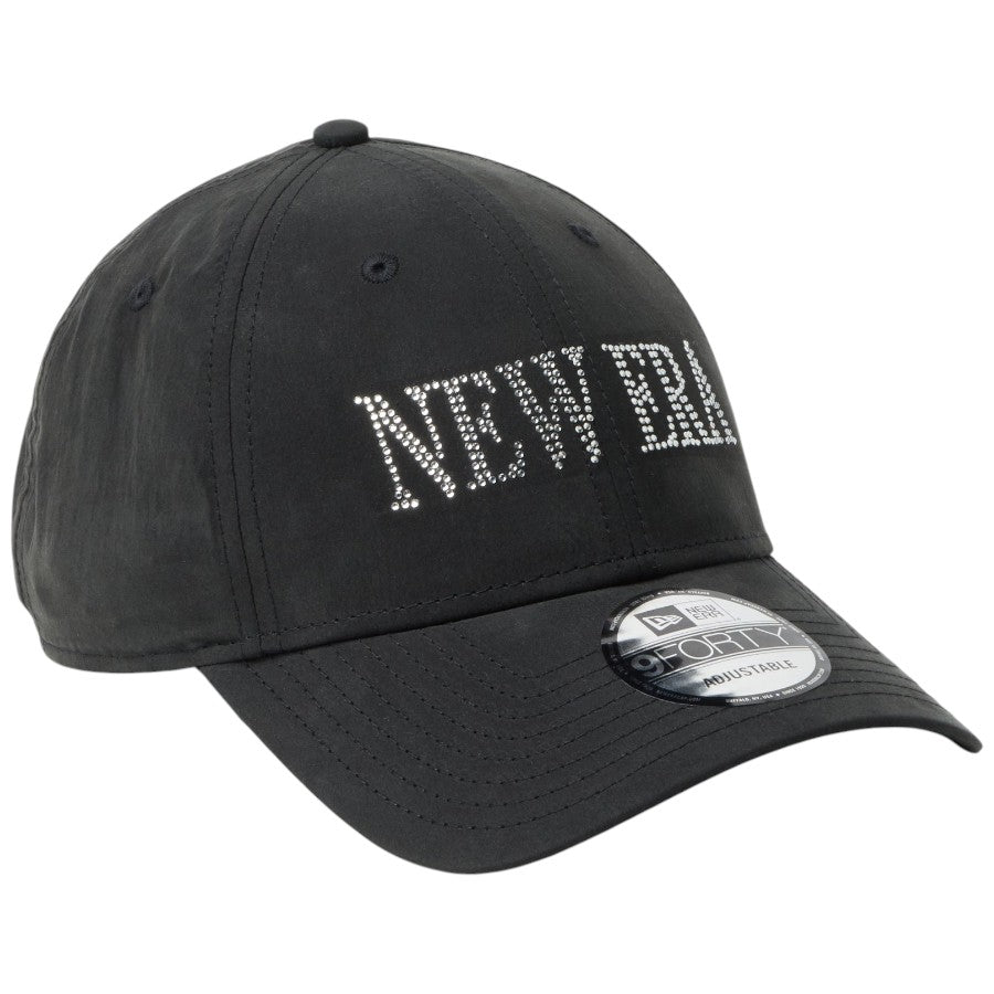 ニューエラ キャップ 帽子 NEW ERA CAP 9FORTY NEW ERA Rhinestone ラインストーン ブラック 14744851 左斜め前