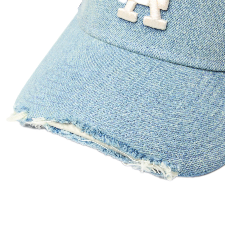 ニューエラ キャップ NEW ERA CAP 9FORTY A-Frame トラッカー MLB Damaged Denim ダメージ ロサンゼルス ドジャース ネイビー 14744918 バイザー