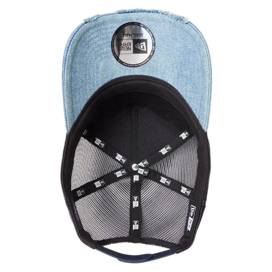 ニューエラ キャップ NEW ERA CAP 9FORTY A-Frame トラッカー MLB Damaged Denim ダメージ ロサンゼルス ドジャース ネイビー 14744918 アンダーバイザー