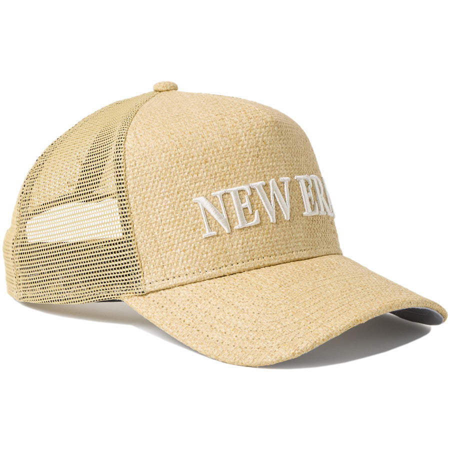 ニューエラ メッシュ キャップ 帽子 NEW ERA CAP 9FORTY A-Frame トラッカー Paper ペーパー ゴルフ ナチュラル 14747266  左斜め前
