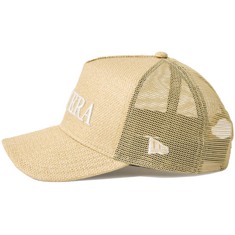 ニューエラ メッシュ キャップ 帽子 NEW ERA CAP 9FORTY A-Frame トラッカー Paper ペーパー ゴルフ ナチュラル 14747266  左サイド