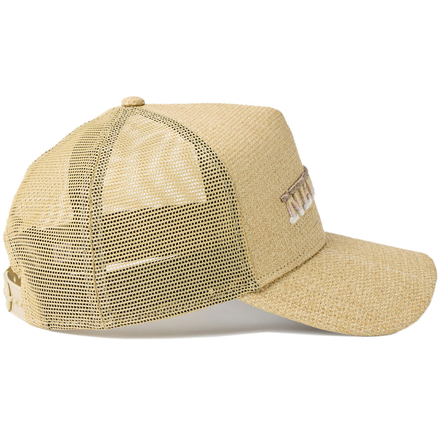 ニューエラ メッシュ キャップ 帽子 NEW ERA CAP 9FORTY A-Frame トラッカー Paper グラデーションロゴ ゴルフ ナチュラル 14747267 右サイド