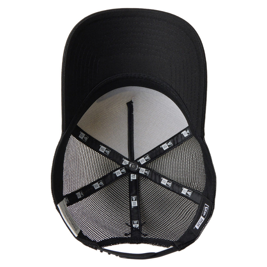 ニューエラ キャップ 帽子 NEW ERA CAP 9FORTY A-Frame トラッカー Vintage PEANUTS ピーナッツ スヌーピー GOLF ボックスロゴ クロームホワイト/ブラック 14865325 | ゴルフ アンダーバイザー