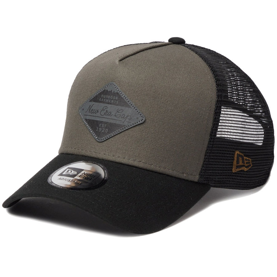ニューエラ キャップ メッシュ NEW ERA 9FORTY A-Frame トラッカー Duck Canvas ダック キャンバス ダークモス/ブラック 14774384 | アウトドア 右斜め