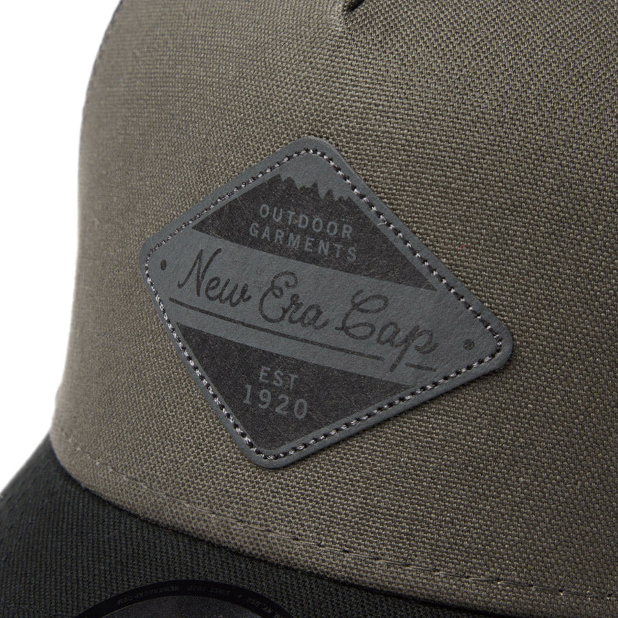 ニューエラ キャップ メッシュ NEW ERA 9FORTY A-Frame トラッカー Duck Canvas ダック キャンバス ダークモス/ブラック 14774384 | アウトドア フロントロゴ