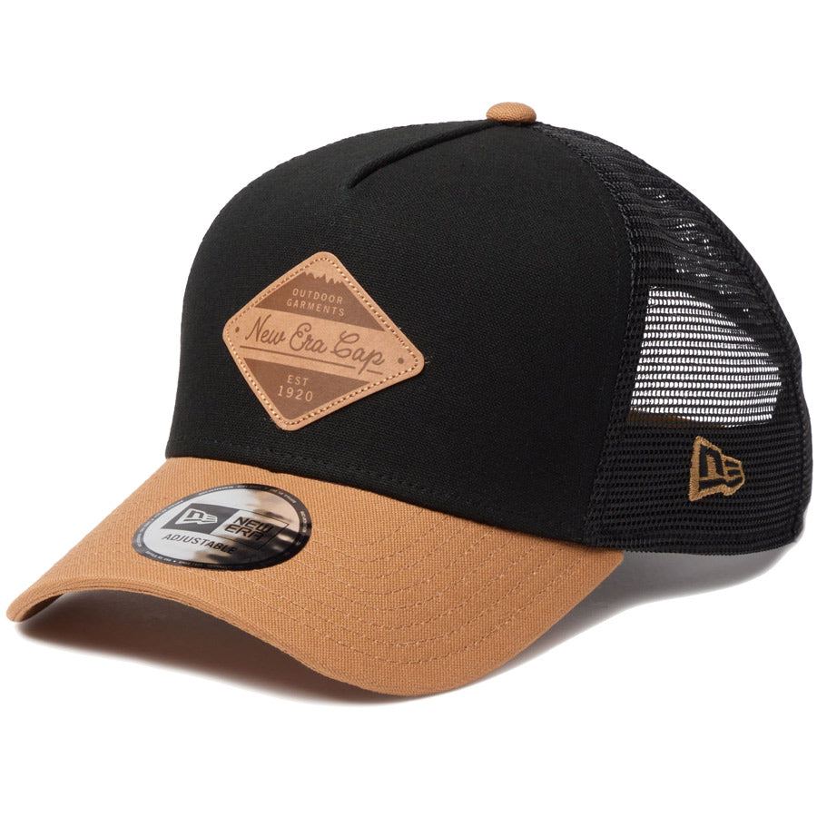 ニューエラ キャップ メッシュ NEW ERA 9FORTY A-Frame トラッカー Duck Canvas ダック キャンバス ブラック/ライトブロンズ 14774385 | アウトドア 右斜め