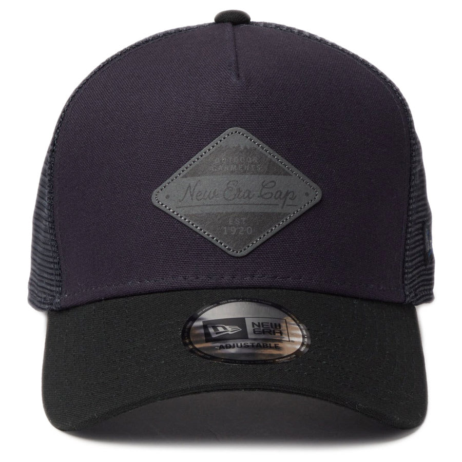 ニューエラ キャップ NEW ERA 9FORTY A-Frame トラッカー Duck Canvas ダック キャンバス ネイビー/ブラック 14774382 | アウトドア 正面