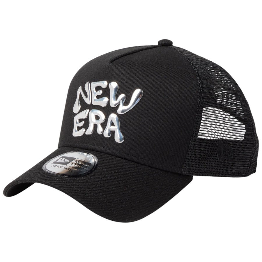 ニューエラ メッシュキャップ NEW ERA CAP 9FORTY A-Frame トラッカー ドリップロゴ TPUロゴ ブラック 14744929 右斜め前