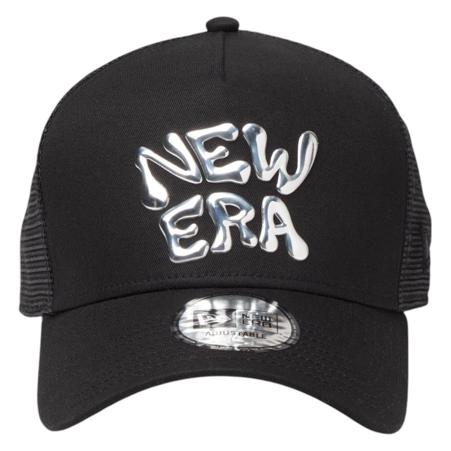 ニューエラ メッシュキャップ NEW ERA CAP 9FORTY A-Frame トラッカー ドリップロゴ TPUロゴ ブラック 14744929 正面