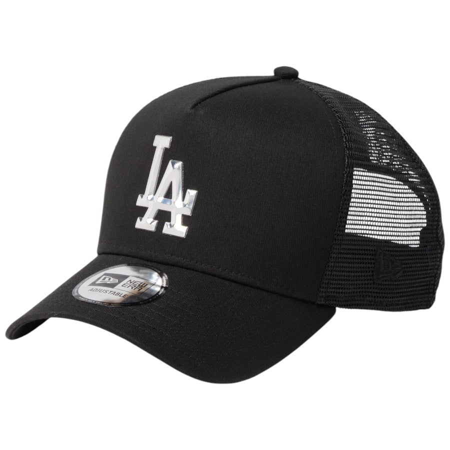 ニューエラ メッシュキャップ NEW ERA CAP 9FORTY A-Frame トラッカー ロサンゼルス ドジャース TPUロゴ ブラック 14744913 右斜め前