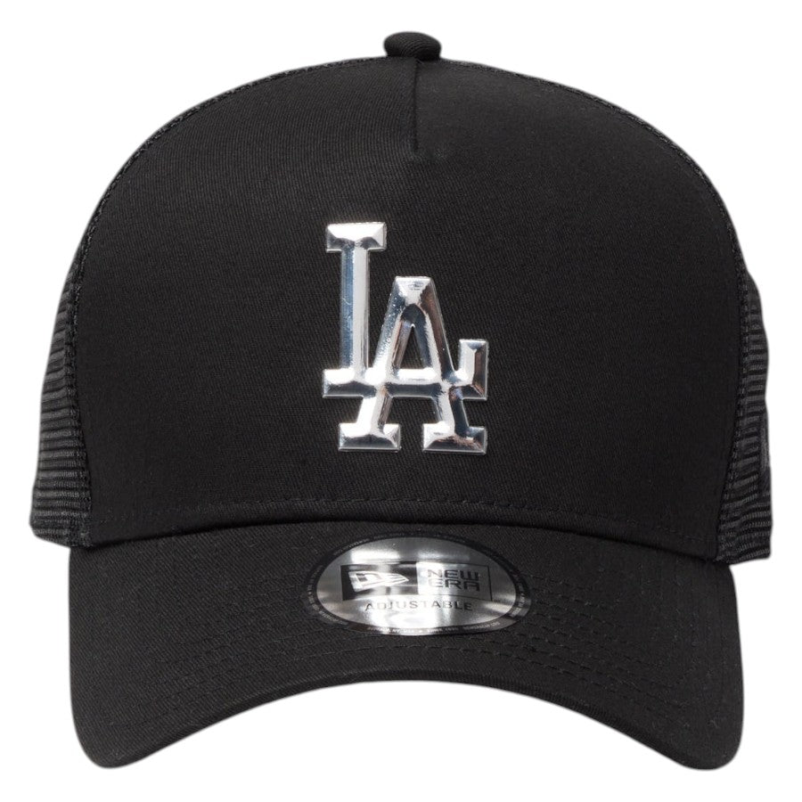 ニューエラ メッシュキャップ NEW ERA CAP 9FORTY A-Frame トラッカー ロサンゼルス ドジャース TPUロゴ ブラック 14744913 正面