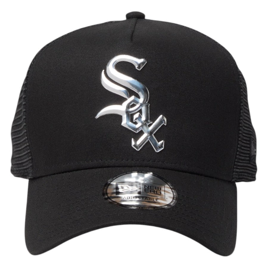 ニューエラ メッシュキャップ NEW ERA CAP 9FORTY A-Frame トラッカー シカゴ ホワイトソックス TPUロゴ ブラック 14744945 正面