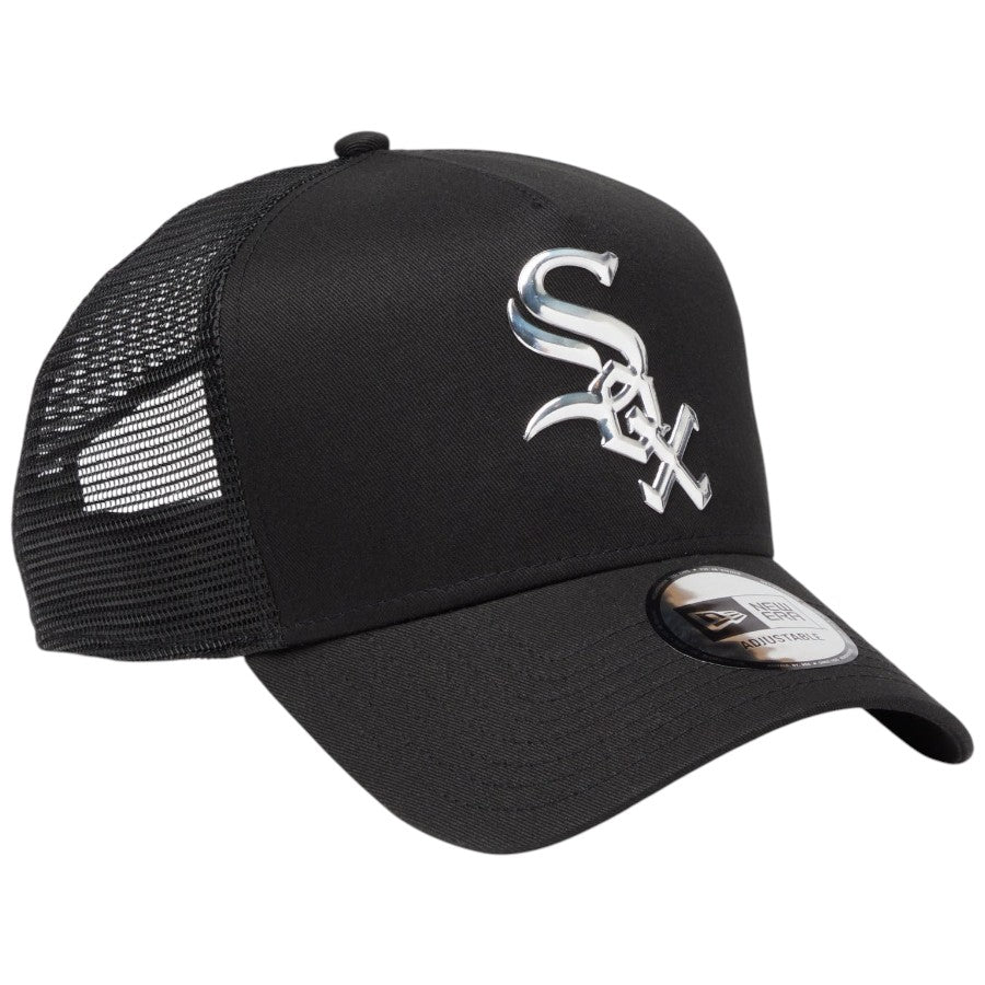 ニューエラ メッシュキャップ NEW ERA CAP 9FORTY A-Frame トラッカー シカゴ ホワイトソックス TPUロゴ ブラック 14744945 左斜め前