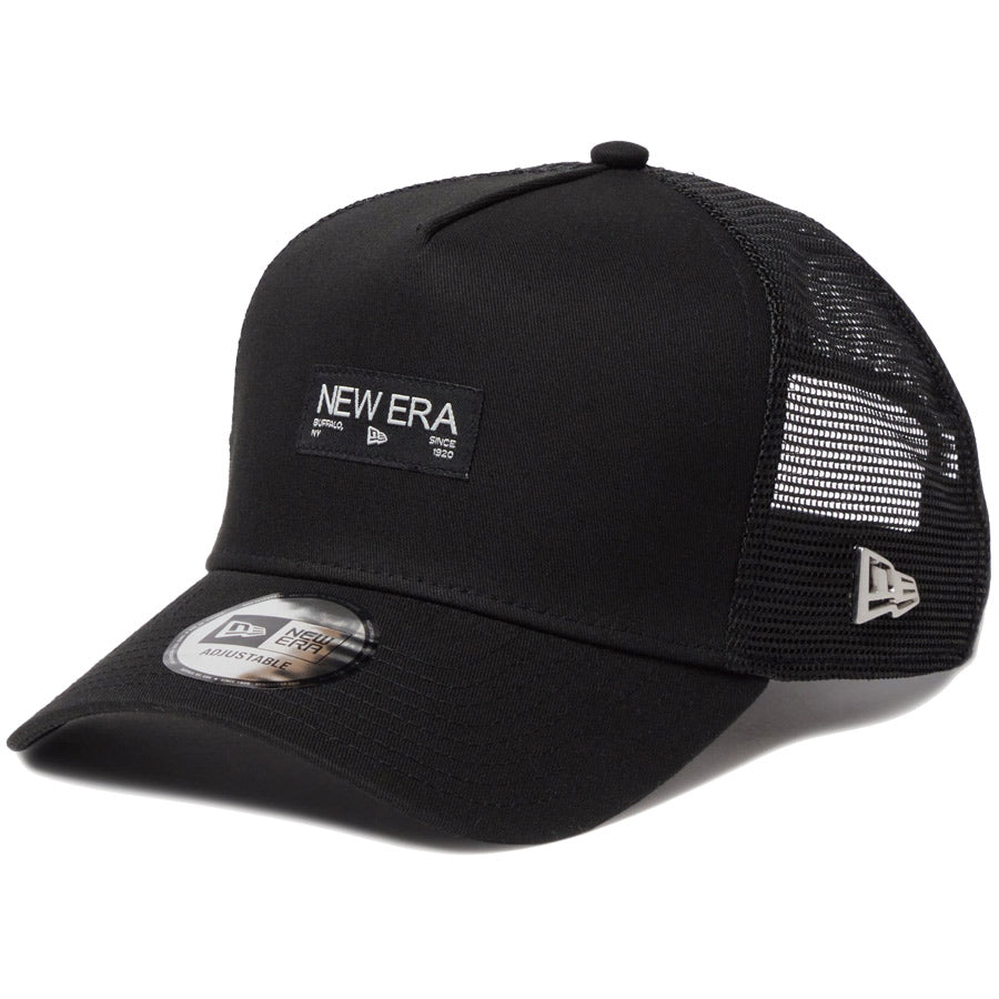 ニューエラ キャップ NEW ERA CAP 9FORTY A-Frame トラッカー Metal Flag メタルフラッグ ブラック/シルバー 14744909 右斜め