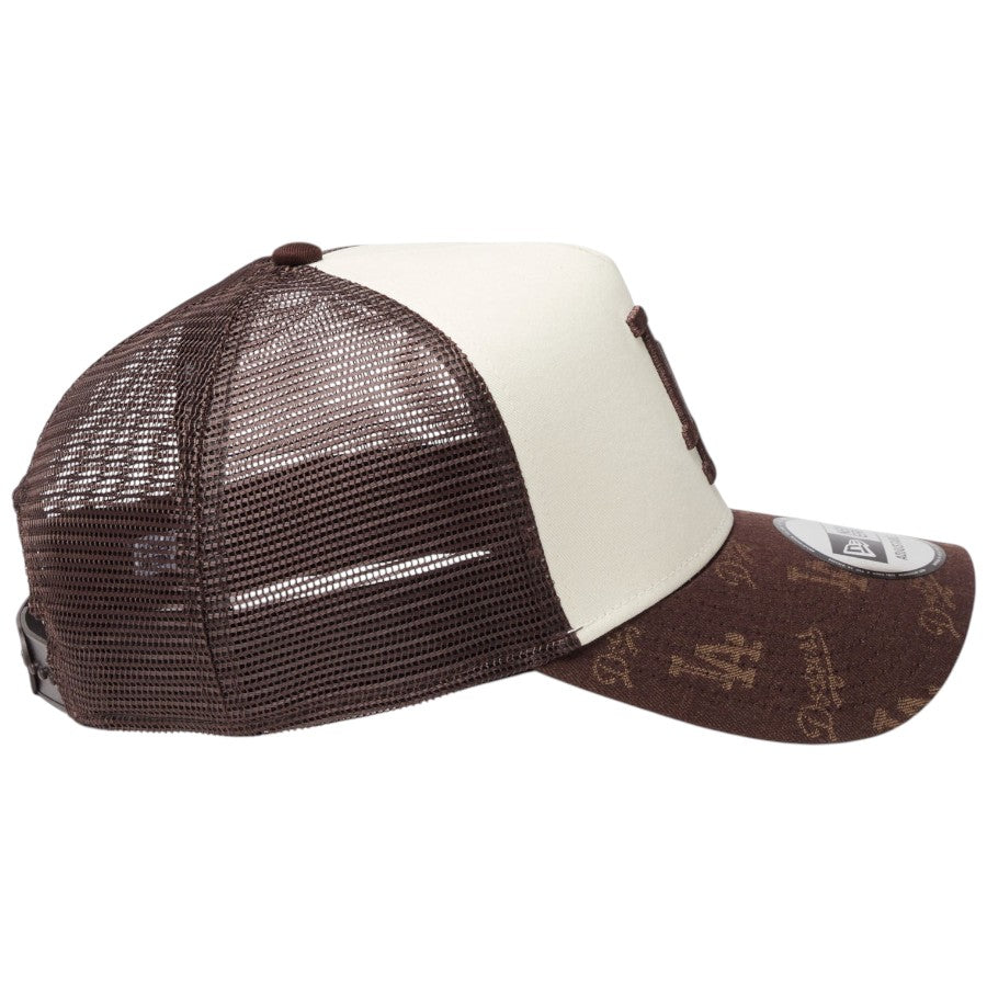 ニューエラ キャップ 帽子 NEW ERA CAP 9FORTY A-Frame トラッカー MLB Jacquard ジャカード ロサンゼルス ドジャース ブラウン 14744915 右サイド