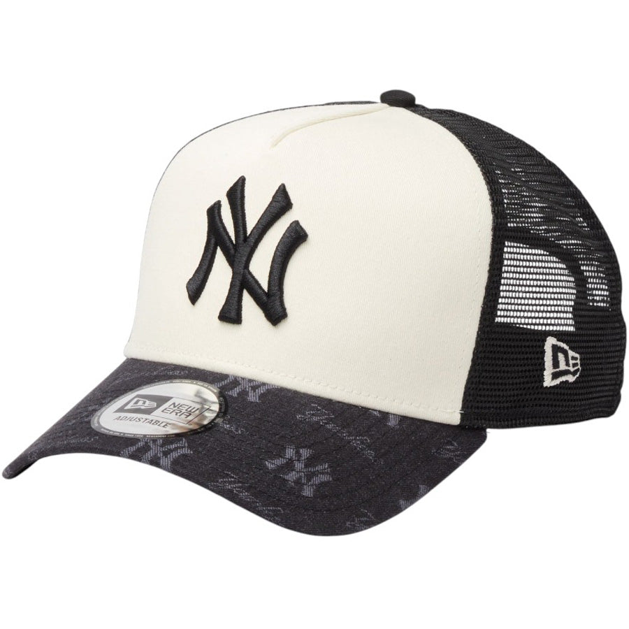 ニューエラ キャップ 帽子 NEW ERA CAP 9FORTY A-Frame トラッカー MLB Jacquard ジャカード ニューヨーク ヤンキース ブラック 14744896 右斜め前