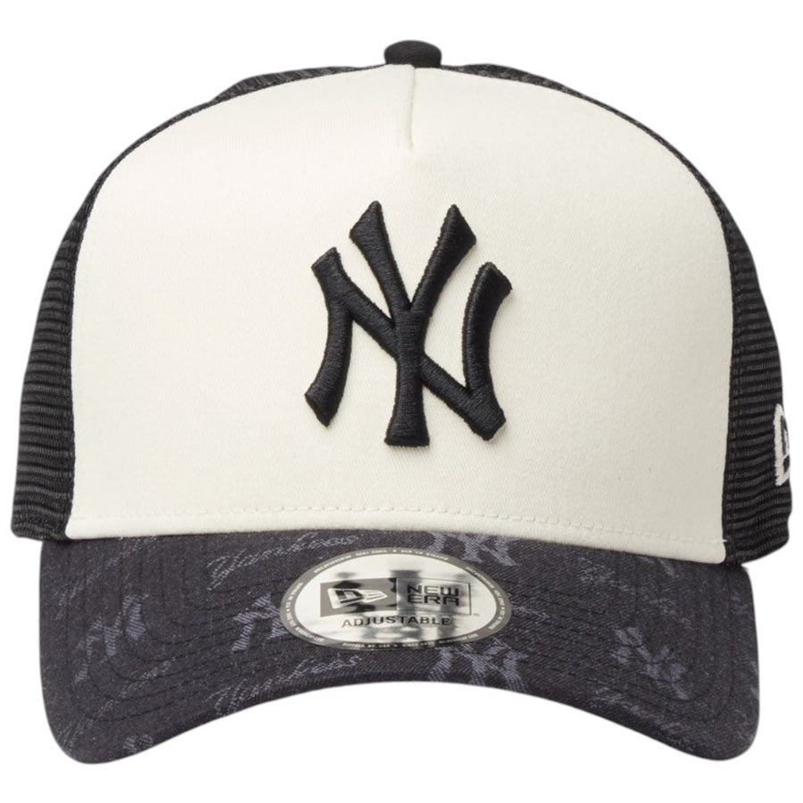 ニューエラ キャップ 帽子 NEW ERA CAP 9FORTY A-Frame トラッカー MLB Jacquard ジャカード ニューヨーク ヤンキース ブラック 14744896 正面