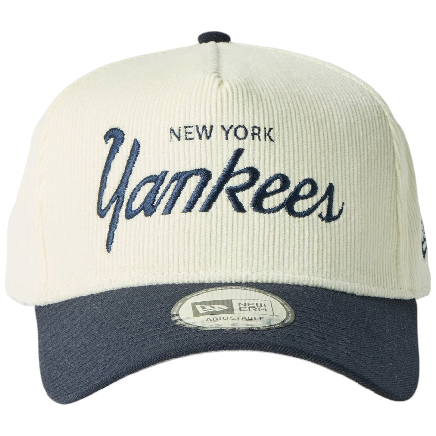 ニューエラ キャップ メッシュキャップ NEW ERA CAP 9FORTY A-Frame Summer Corduroy サマーコーデュロイ ニューヨーク ヤンキース クロームホワイト/ネイビー 14744952 正面