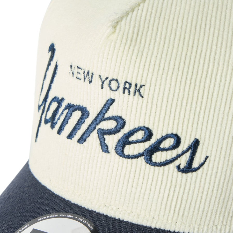 ニューエラ キャップ メッシュキャップ NEW ERA CAP 9FORTY A-Frame Summer Corduroy サマーコーデュロイ ニューヨーク ヤンキース クロームホワイト/ネイビー 14744952 フロントロゴ
