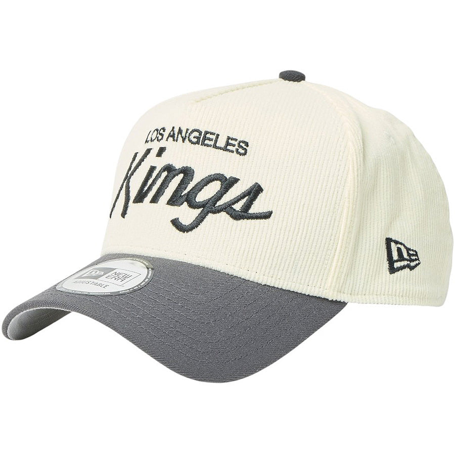 ニューエラ キャップ メッシュキャップ NEW ERA CAP 9FORTY A-Frame Summer Corduroy サマーコーデュロイ ロサンゼルス キングス クロームホワイト/グラファイト 14744955 右斜め前